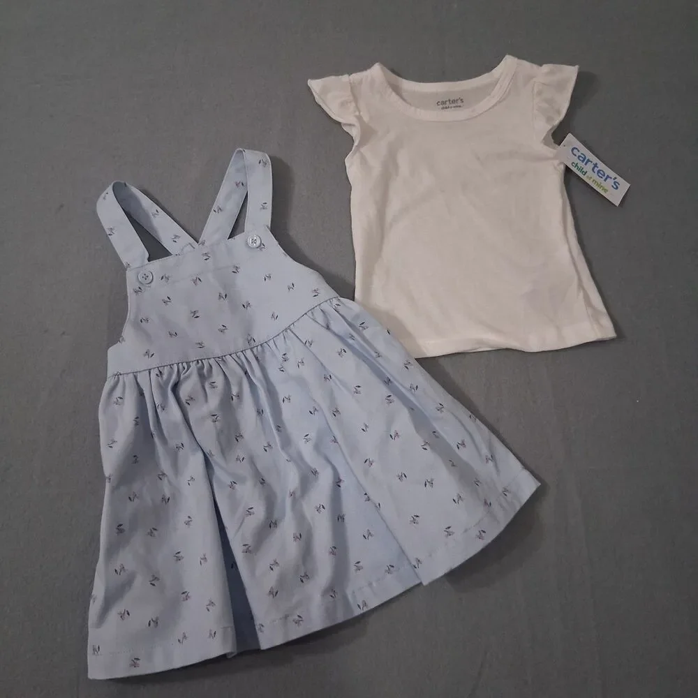 Carters Baby Girl Dress Size 12m Jumper Top Easter Summer Festival Church 2 Pc